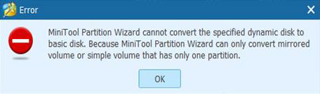 MiniTool Partition Wizardに関するよくある質問 - ダイナミックディスクをベーシックディスクに変換できません。