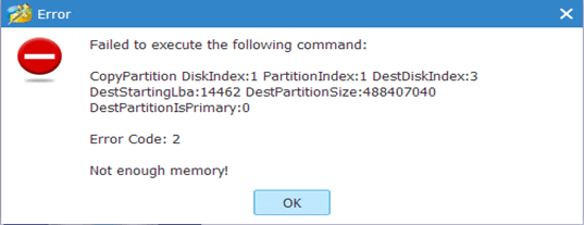 MiniTool Partition Wizardに関するよくある質問 - エラーコード 2（Error code 2）