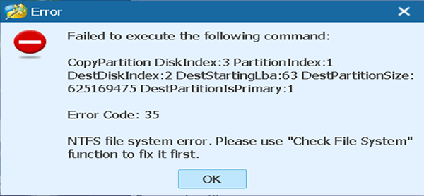 MiniTool Partition Wizardに関するよくある質問 - エラーコード 35（Error code 35）