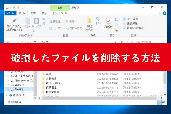 Windows 10/11で削除できない破損したファイルを強制的に削除
