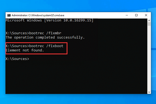 解決済み：BOOTREC/FIXBOOTの「要素が見つかりません」エラーの対処法 - MiniTool Partition Wizard