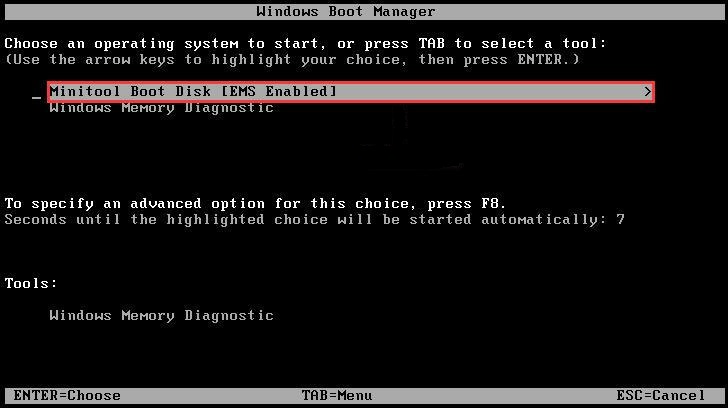 「MiniTool Boot Disk 「EMS Enabled」」を選択します