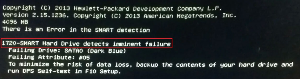 1720 smart hard drive detects imminent failure 1