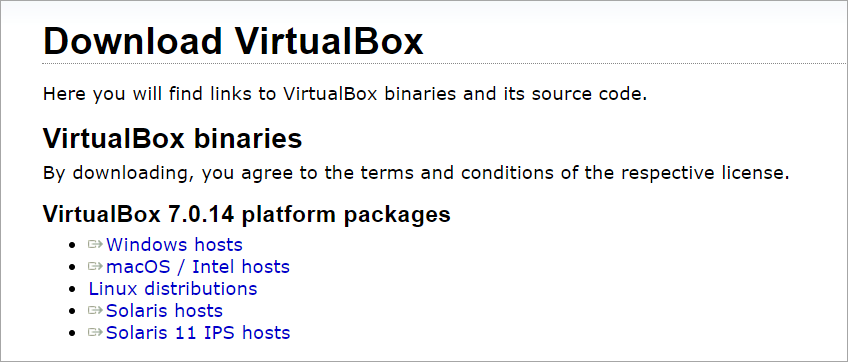 VirtualBoxのインストール パッケージ