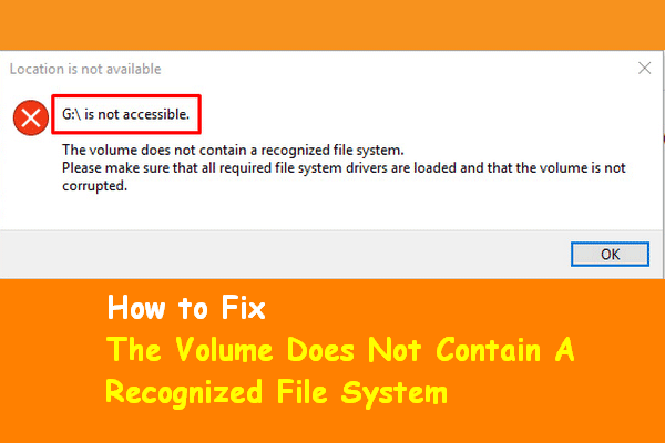 volume not contain recognized file system thumbnail
