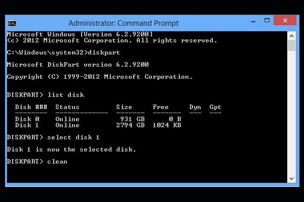 diskpart cannot clean disk