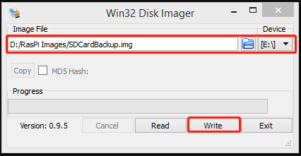 Win32DiskImagerでISOファイルを書き込む
