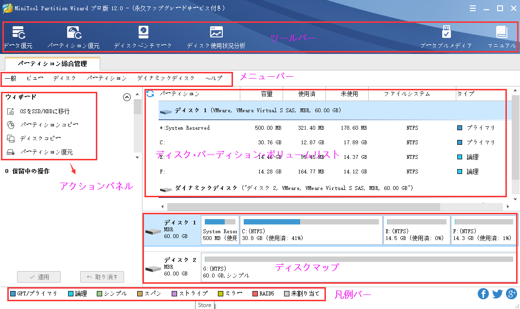 Partition Wizard メイン画面